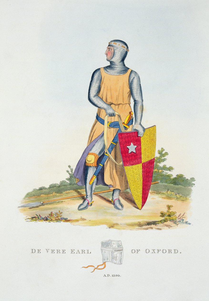 De Vere, Earl of Oxford, 1280, fra Ancient Armor af Samuel Rush Meyrick, 1824 af English School