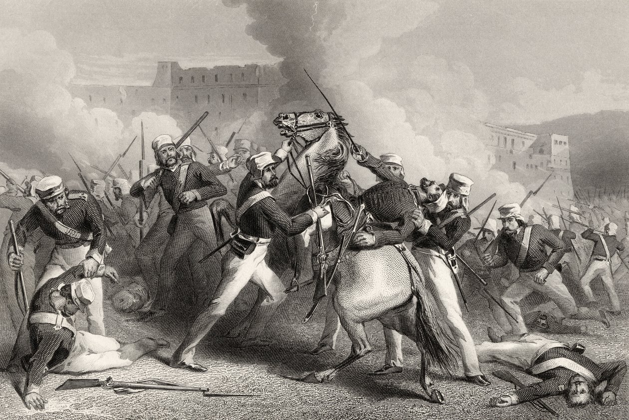 Brigadier Adrian Hopes død under angrebet på Fort of Roodmow, 15. april 1858, fra 