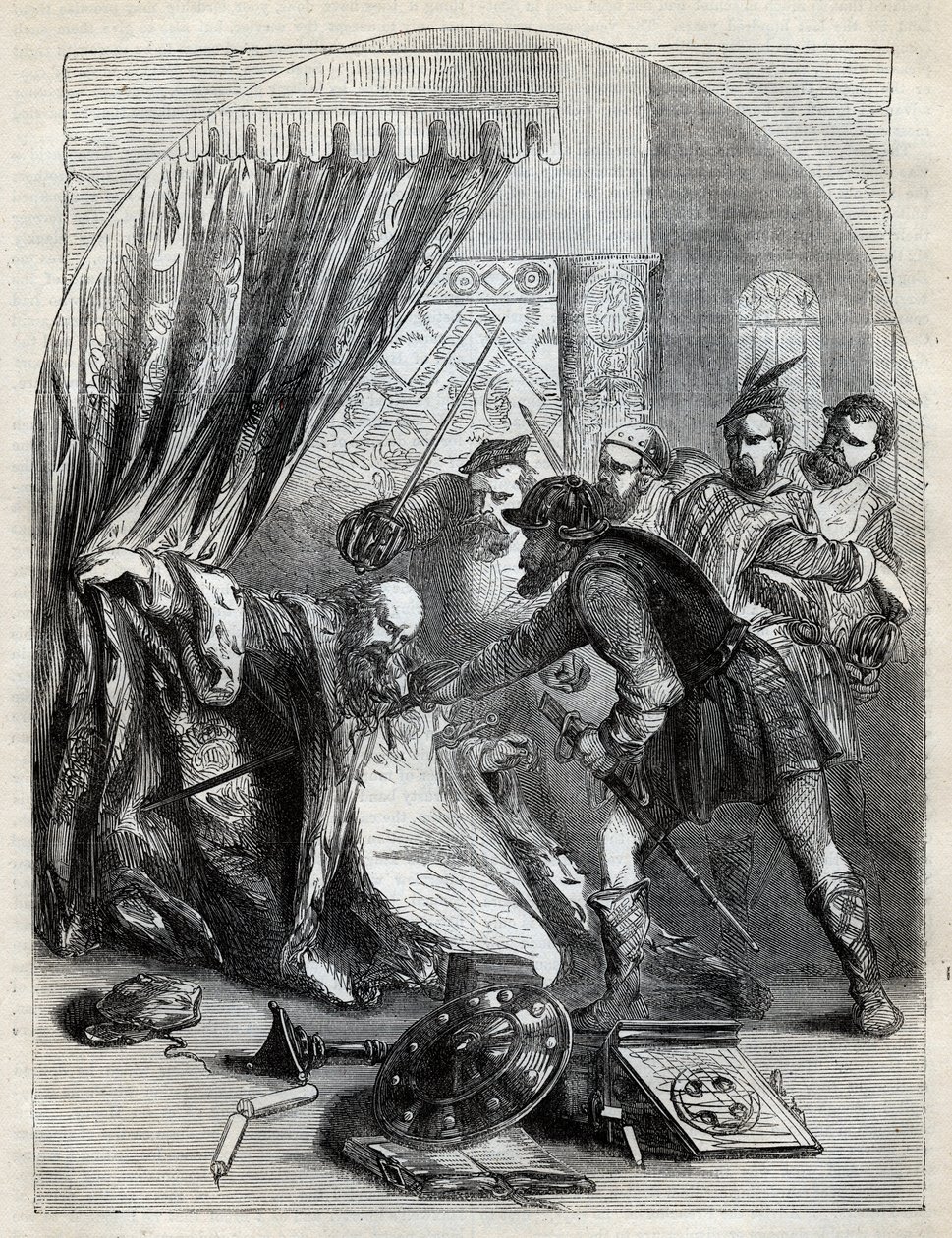 Cardinal Beatons død, 29. maj 1546 - Kardinal David Beaton (c1494-1546), ærkebiskop af St. Andrews, myrdet under den skotske reformation - indgravering fra "" History of England"" af Cassell Petter & Galpin, London (1890) af English School