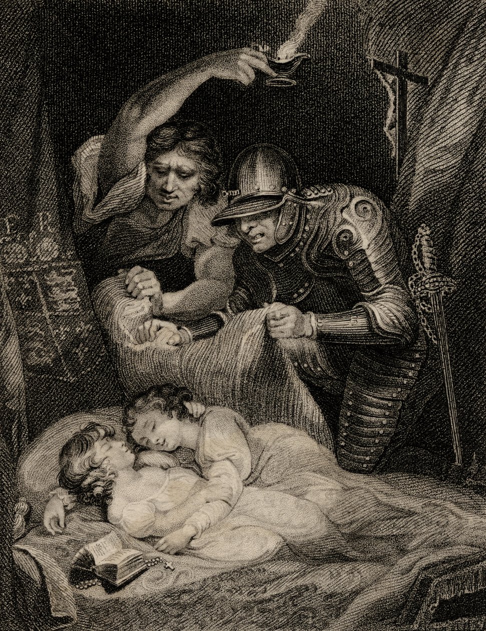Død af kong Edward V (1470-83) og hans bror, Richard (1472-83), hertug af York af English School