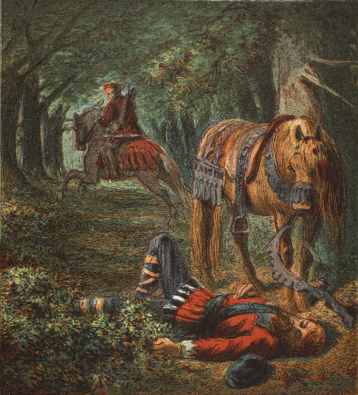 William den Andens død, pub. 1890 (farvelitografi) af English School
