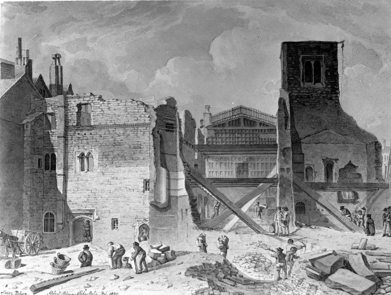Nedrivning af Savoy Palace, Westminster, London, 1820 af English School
