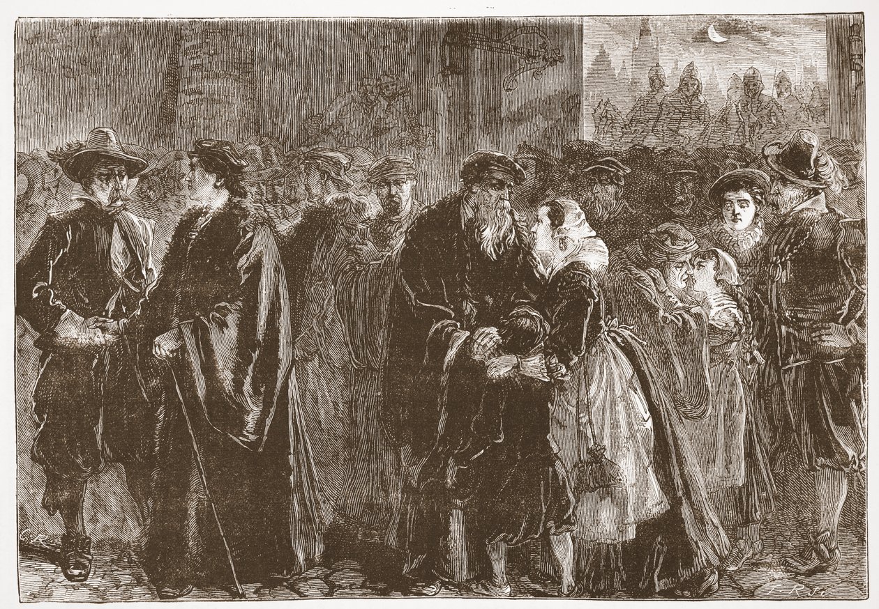 De forviste ministres afgang fra Kuttenberg, illustration fra The History of Protestantism af James Aitken Wylie (1808-1890), pub. 1878 af English School