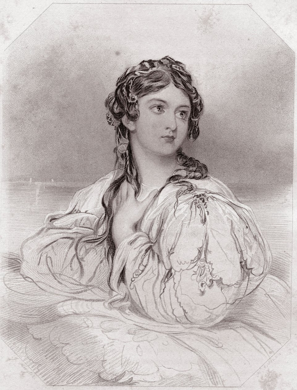 Desdemona, fra skuespillet Othello, "Gallery of the Women of Shakespeare" af English School