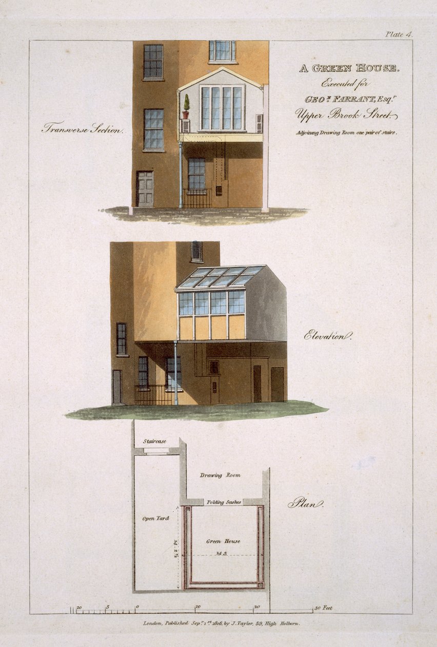 Design for A Green House, udført for G. Farrant, 1806 af English School