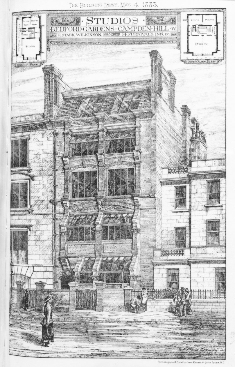Design for Studios i Bedford Gardens, Campden Hill, London, fra 