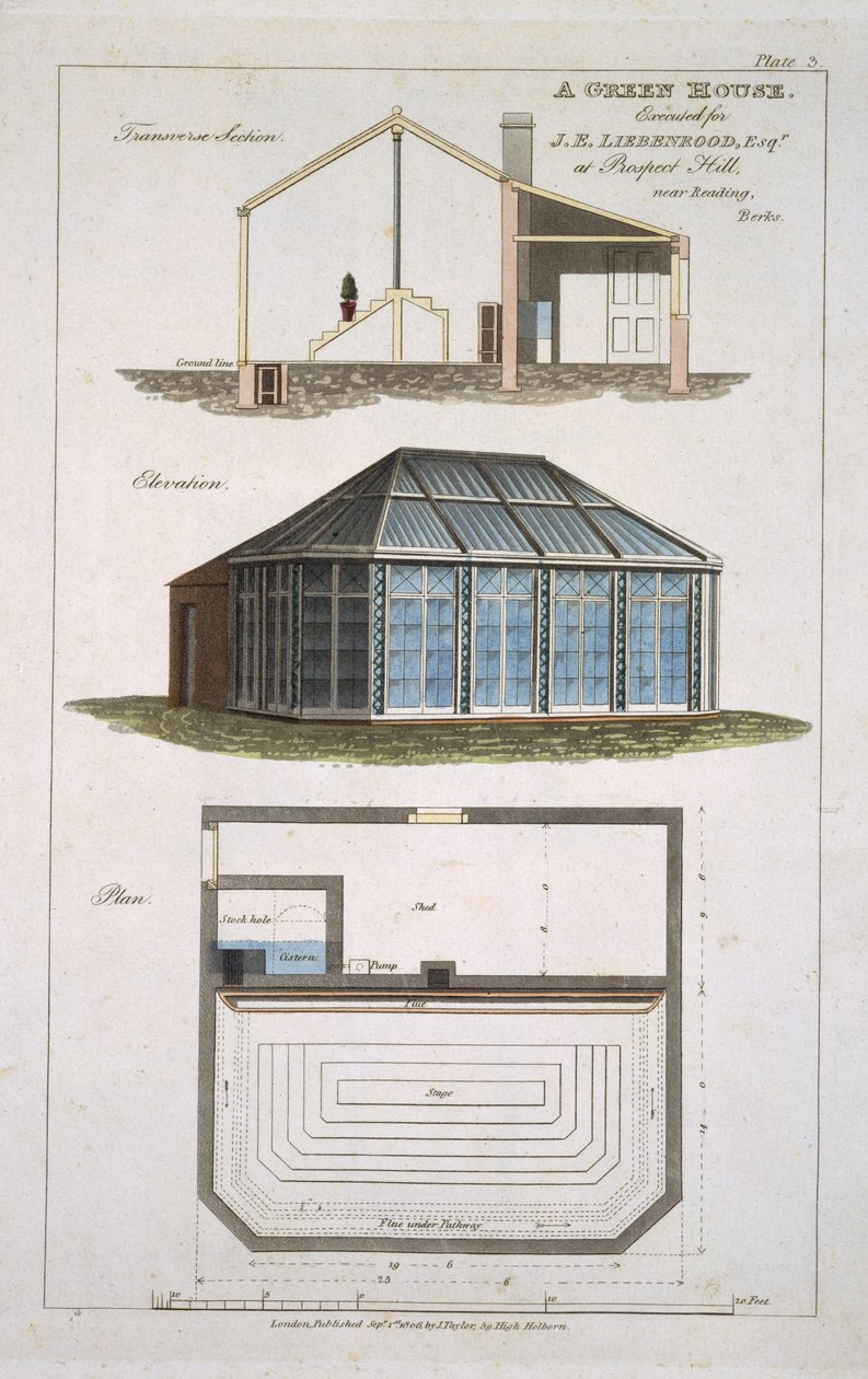 Design til et grønt hus udført for J. E Liebenrood på Prospect Hill af English School
