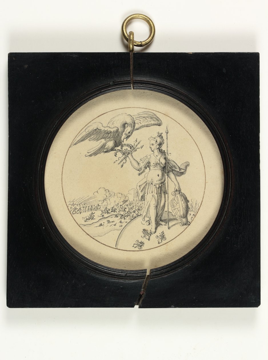 Design til en medalje til minde om slaget ved Blenheim af English School