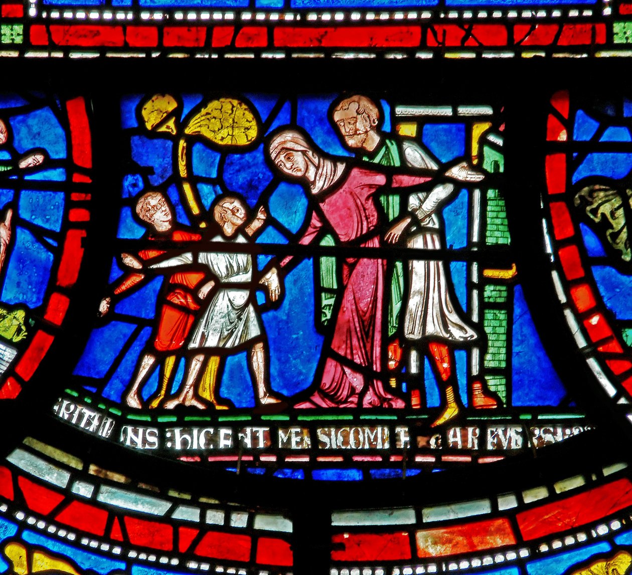 Detalje fra Miracle Window, der skildrer historien om Bobby fra Rochesters af English School