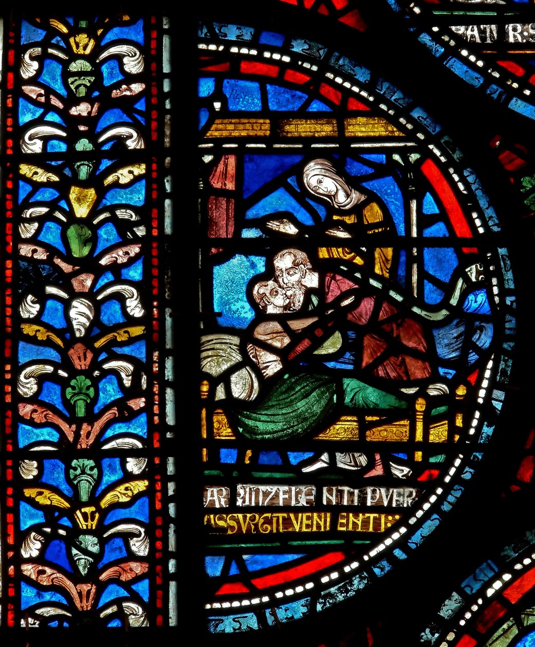 Detalje fra Miracle Window, der forestiller John Roxborough og Henry Beche af English School