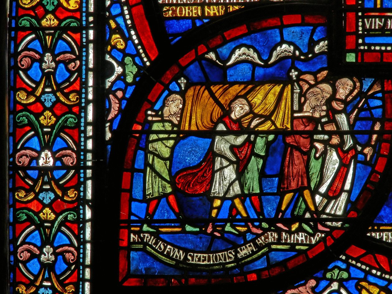 Detalje fra Miracle Window, der skildrer Jordan Fitzeisulfs historie af English School
