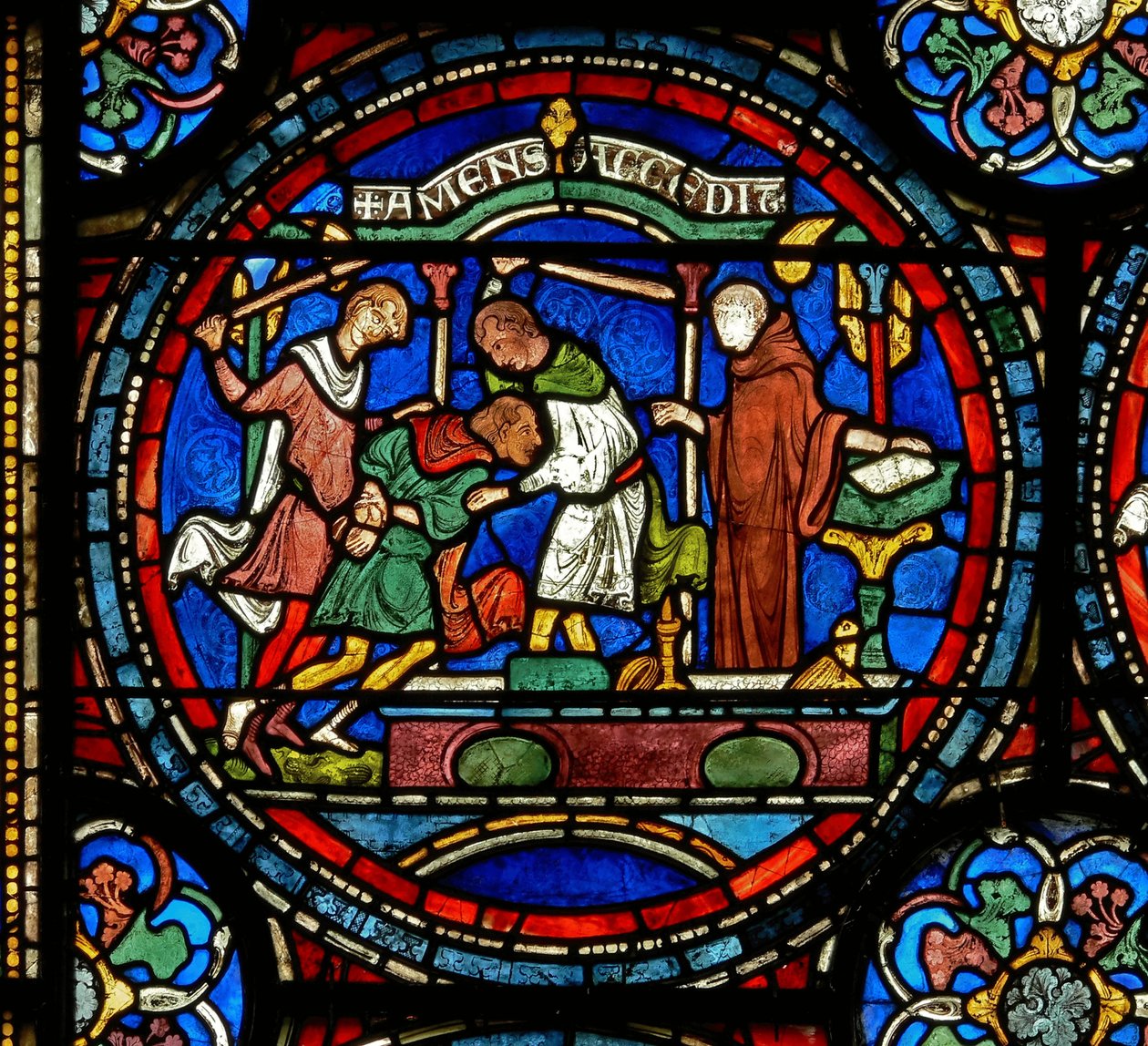 Detalje fra Miracle Window, der forestiller Mad Henry fra Fordwich af English School