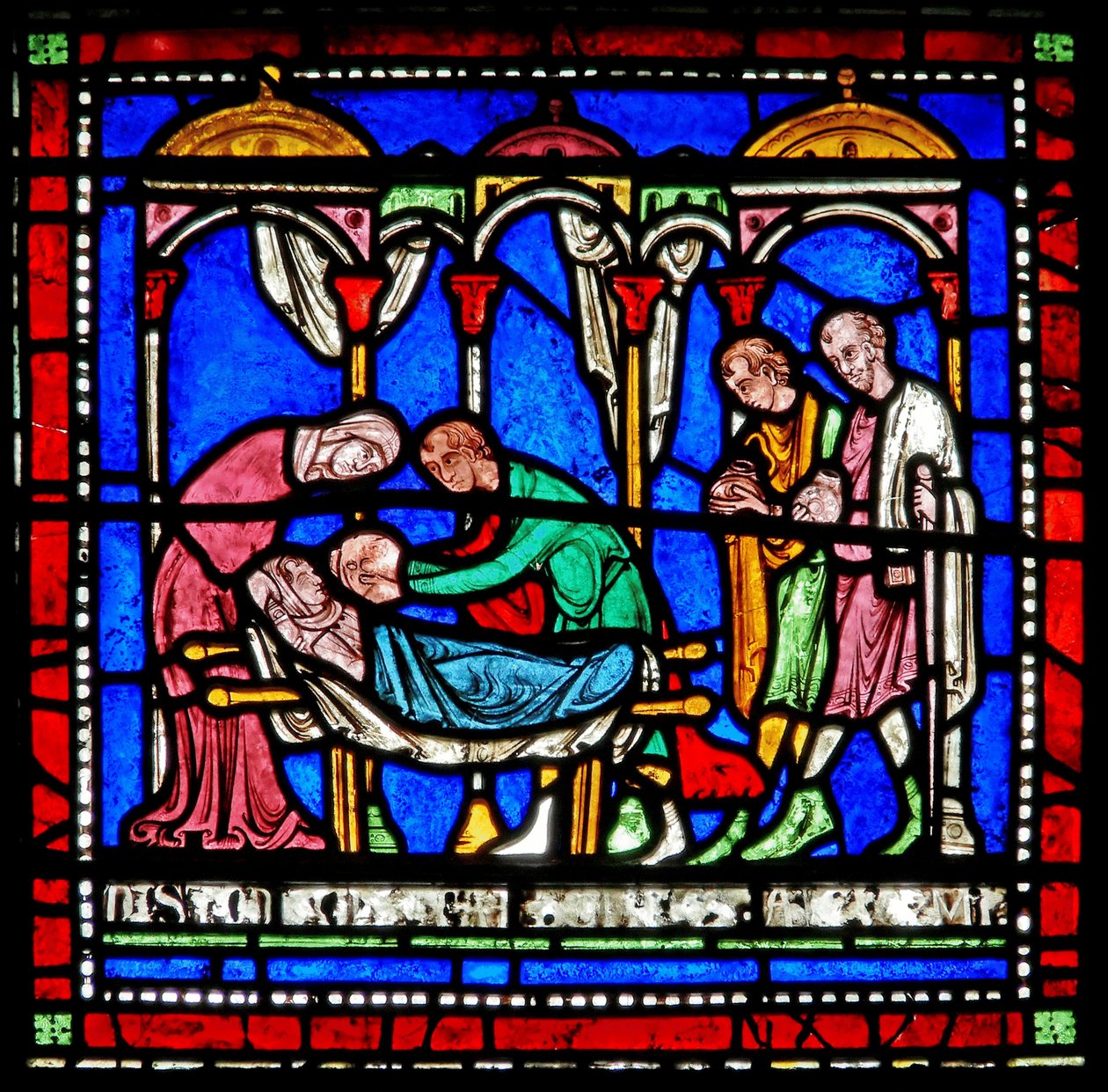 Detalje fra Miracle Window, der skildrer Richard of Sunieves historie af English School