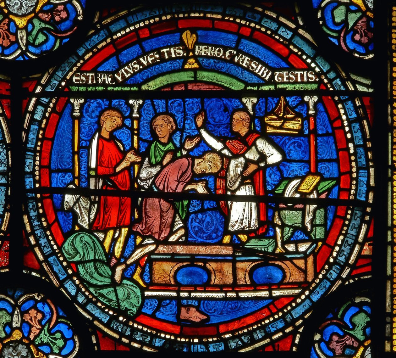 Detalje fra Miracle Window, der forestiller Robert af Cricklade af English School