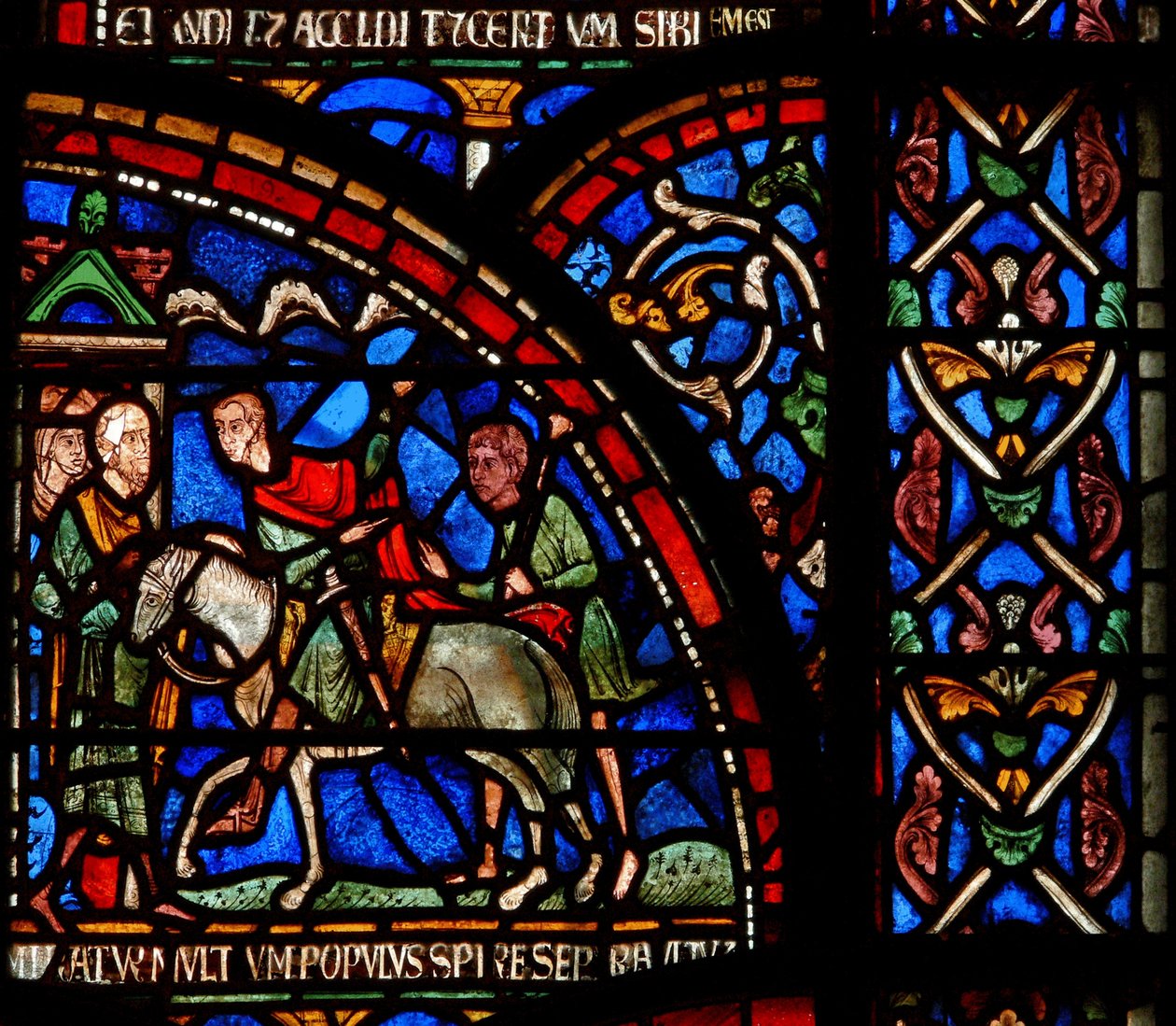 Detalje fra Mirakelvinduet, der viser en scene fra redningen af William af Gloucester af English School