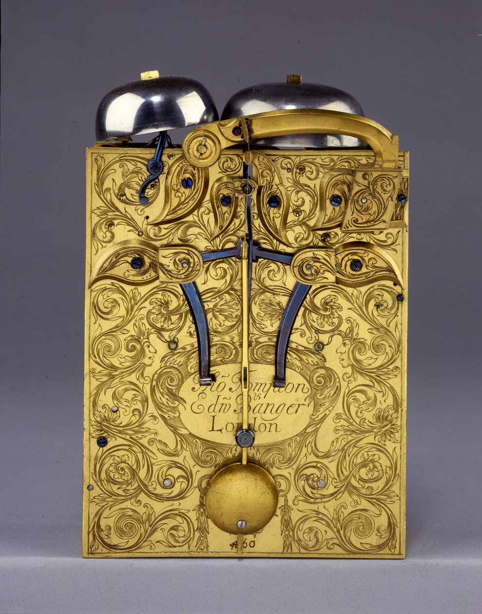 Detalje af The Barnard Tompion, Tompion and Banger, London, nr. 460, slående beslagsur, ca. 1708 af English School