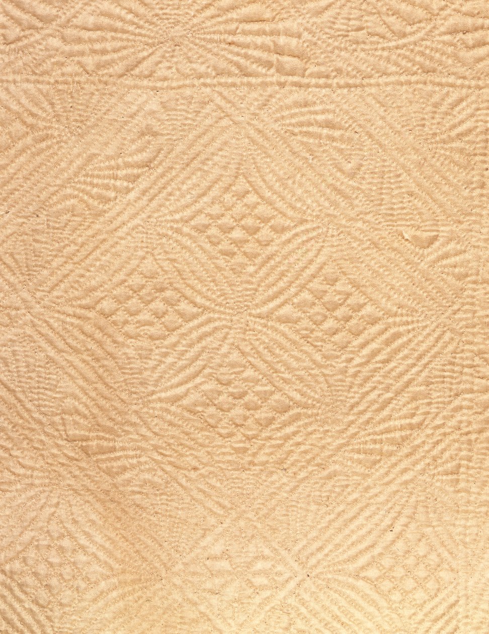 Detalje af et barns kjole (quiltet silkesatin) af English School