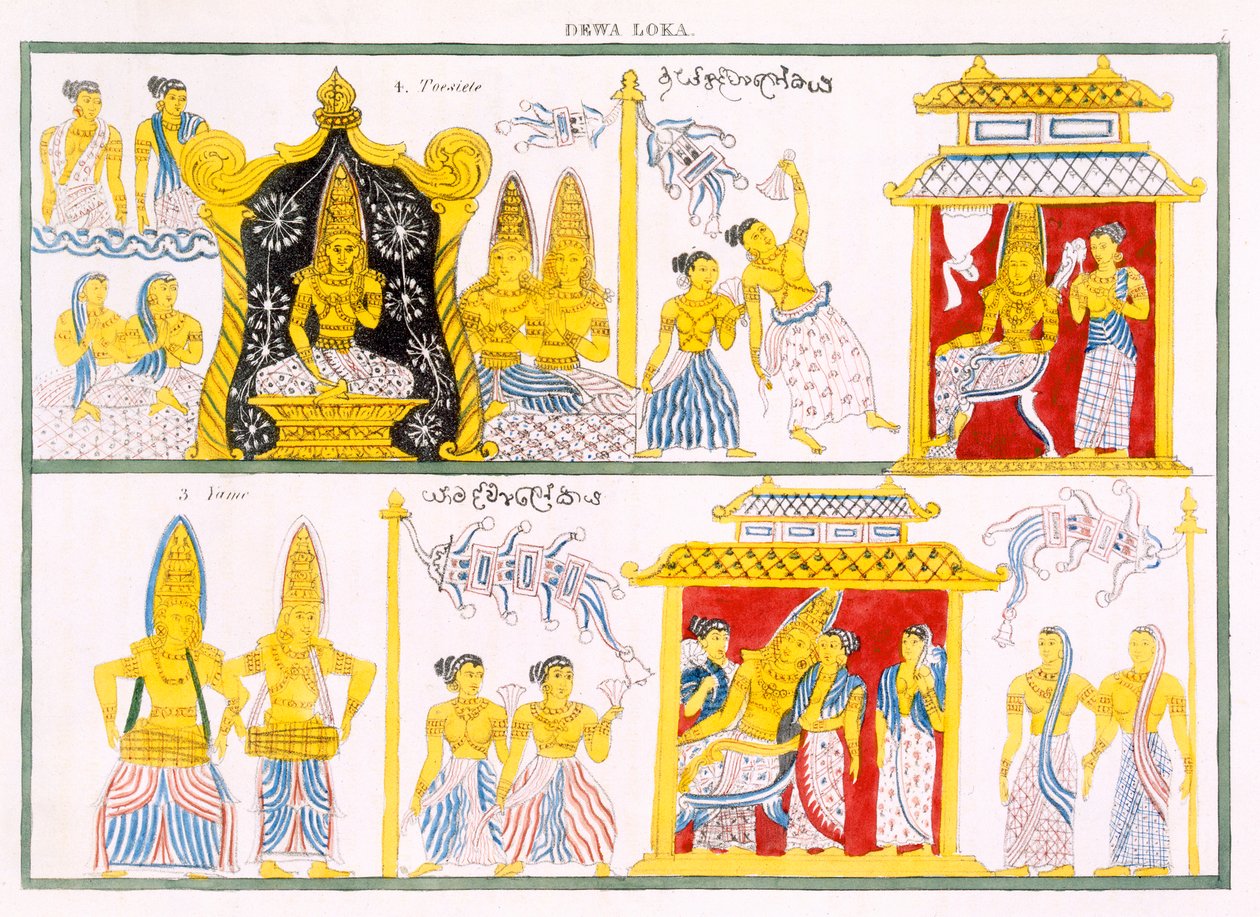Dewa Loka, fra The History and Doctrine of Buddhism af Edward Upham, 1829 af English School