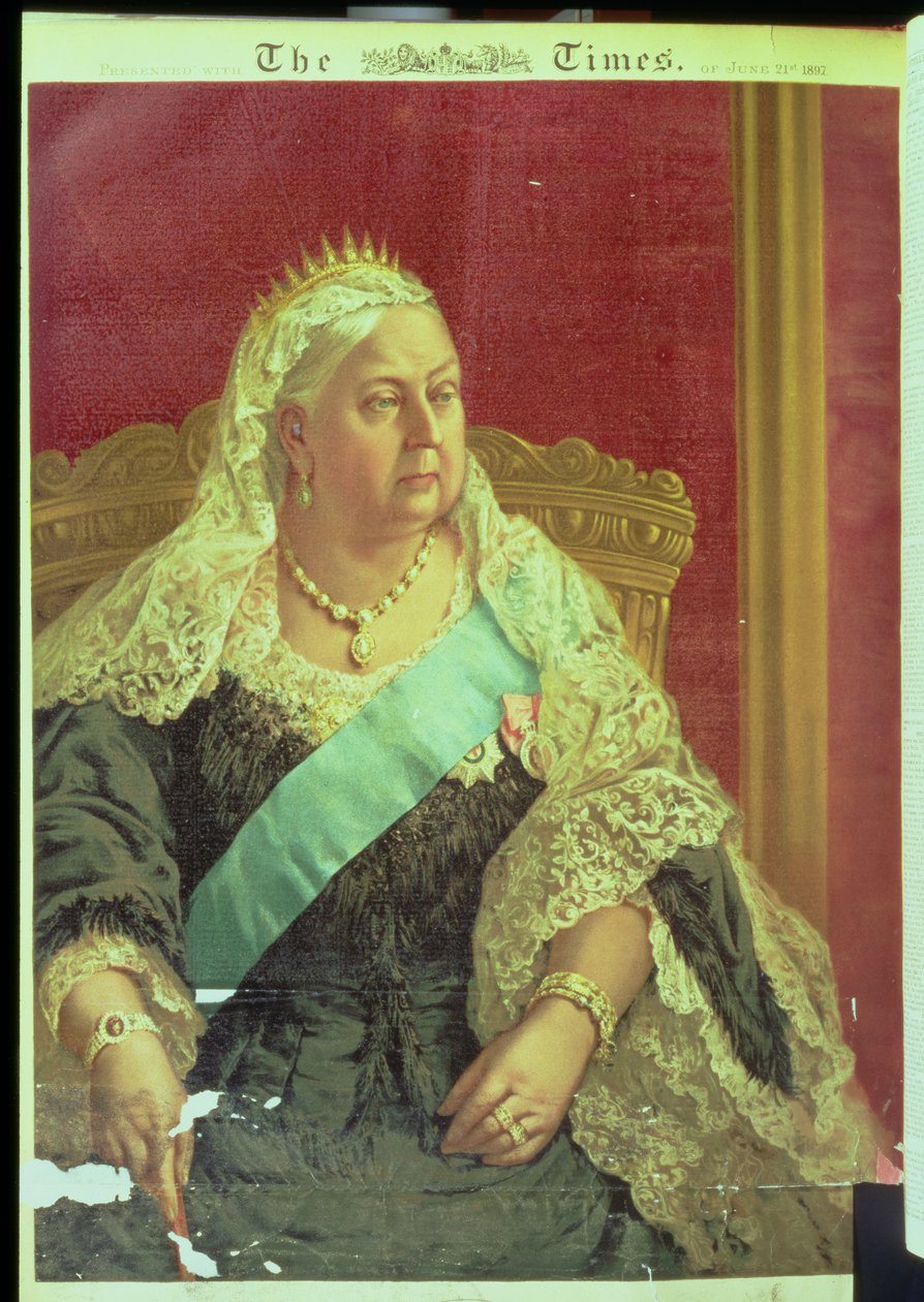Præsentation af dronning Victoria i forbindelse med diamantjubilæet, fra The Times af English School