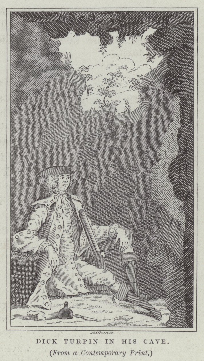 Dick Turpin i sin hule (kobberstik) af English School
