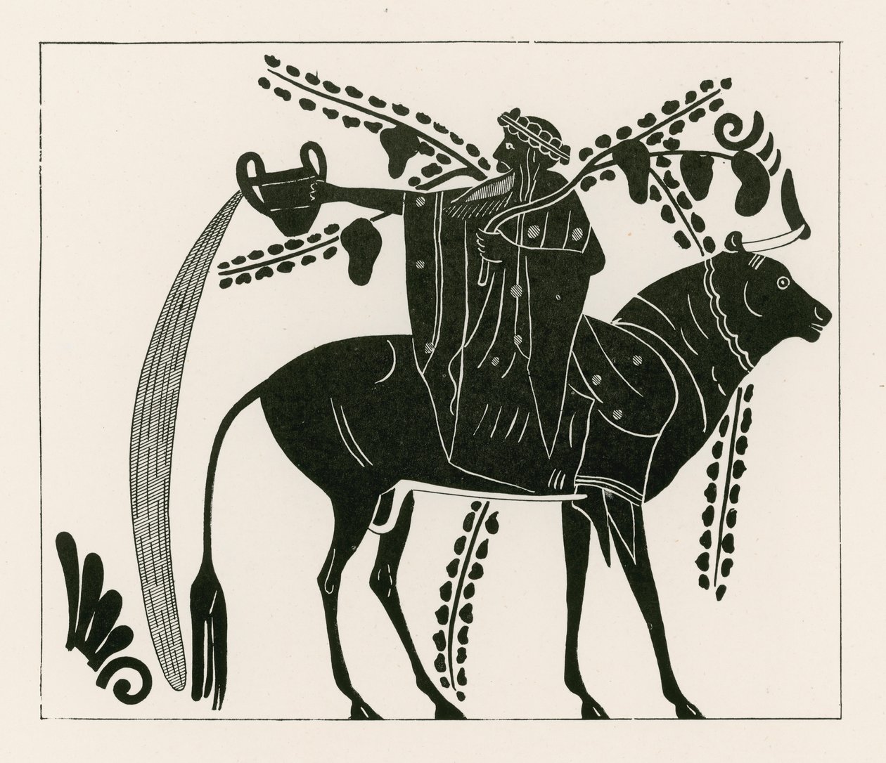Dionysos rider på en tyr (kobberstik) af English School
