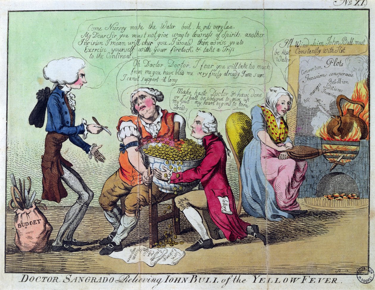 Doktor Sangrado befrier John Bull fra den gule feber af English School