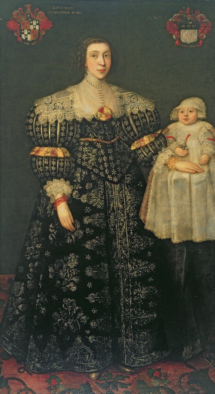 Dobbeltportræt af Mary, Lady Bowes, 24 år, og hendes ældste søn, Thomas, 1630 af English School