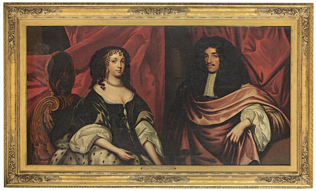 Dobbeltportræt af kong Charles II og Catherine af Braganza, ca. 1665 af English School