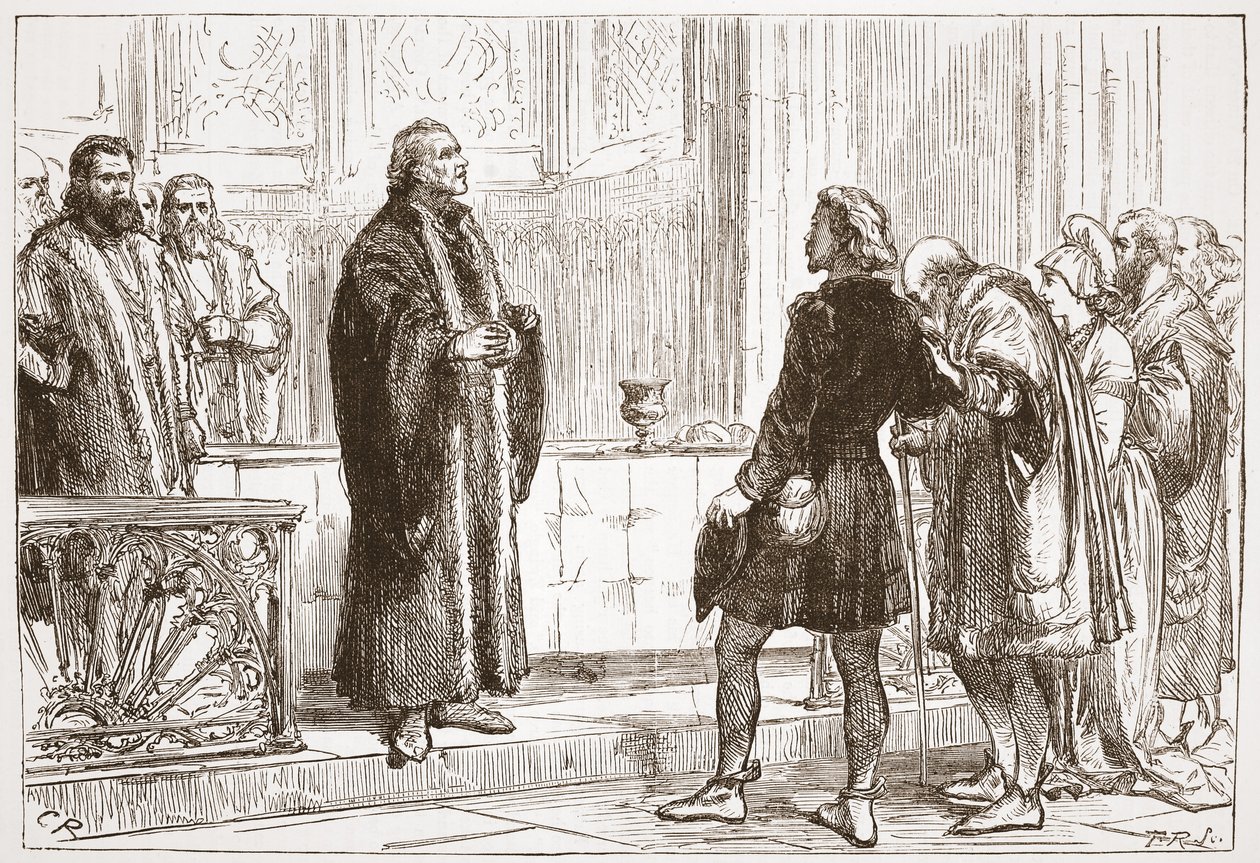 Dr. Haller udskænker Lords Supper i Bern Cathedral, illustration fra The History of Protestantism af James Aitken Wylie (1808-1890), pub. 1878 af English School