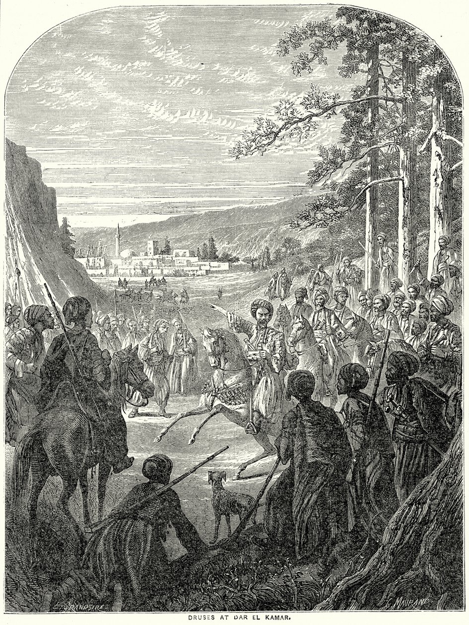 Druses at Dar El Kamar (engraving) af English School