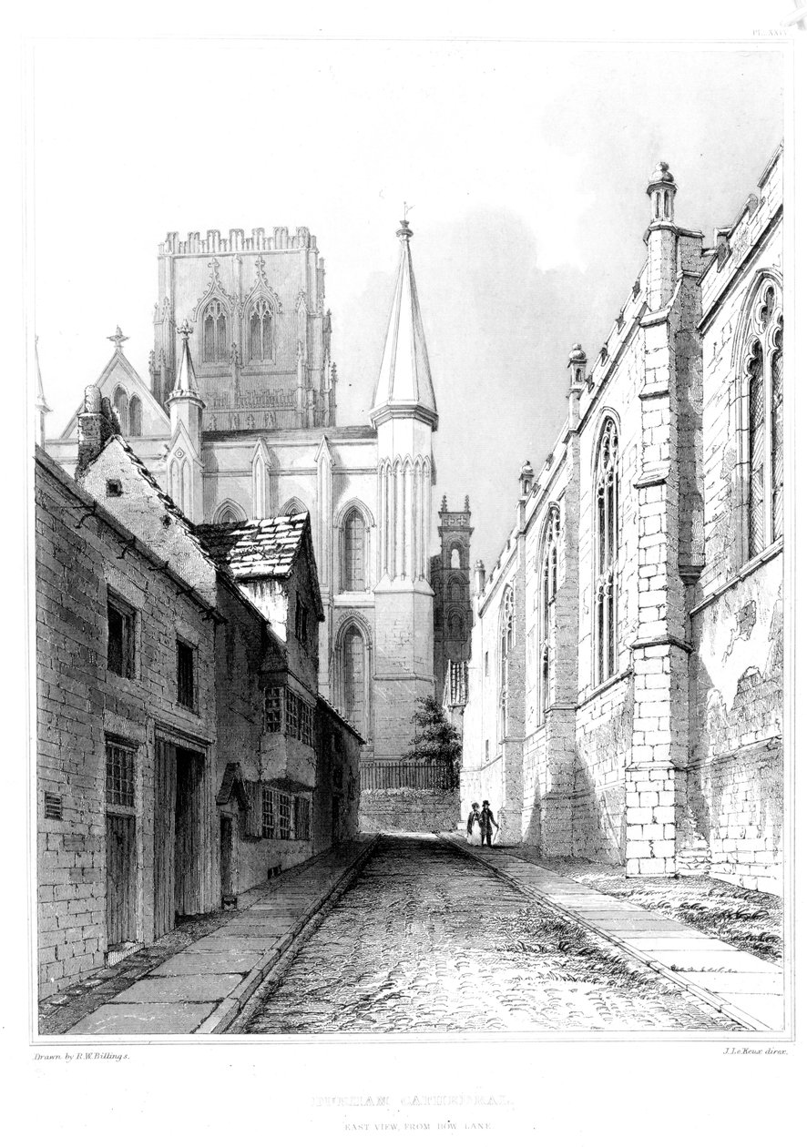 Durham Cathedral, østudsigt fra Bow Lane af English School