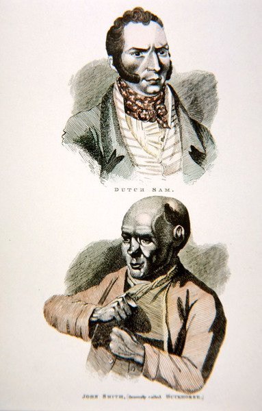 Hollandske Sam og John Smith, fra et tryk udgivet i 1812 (farve litho) af English School