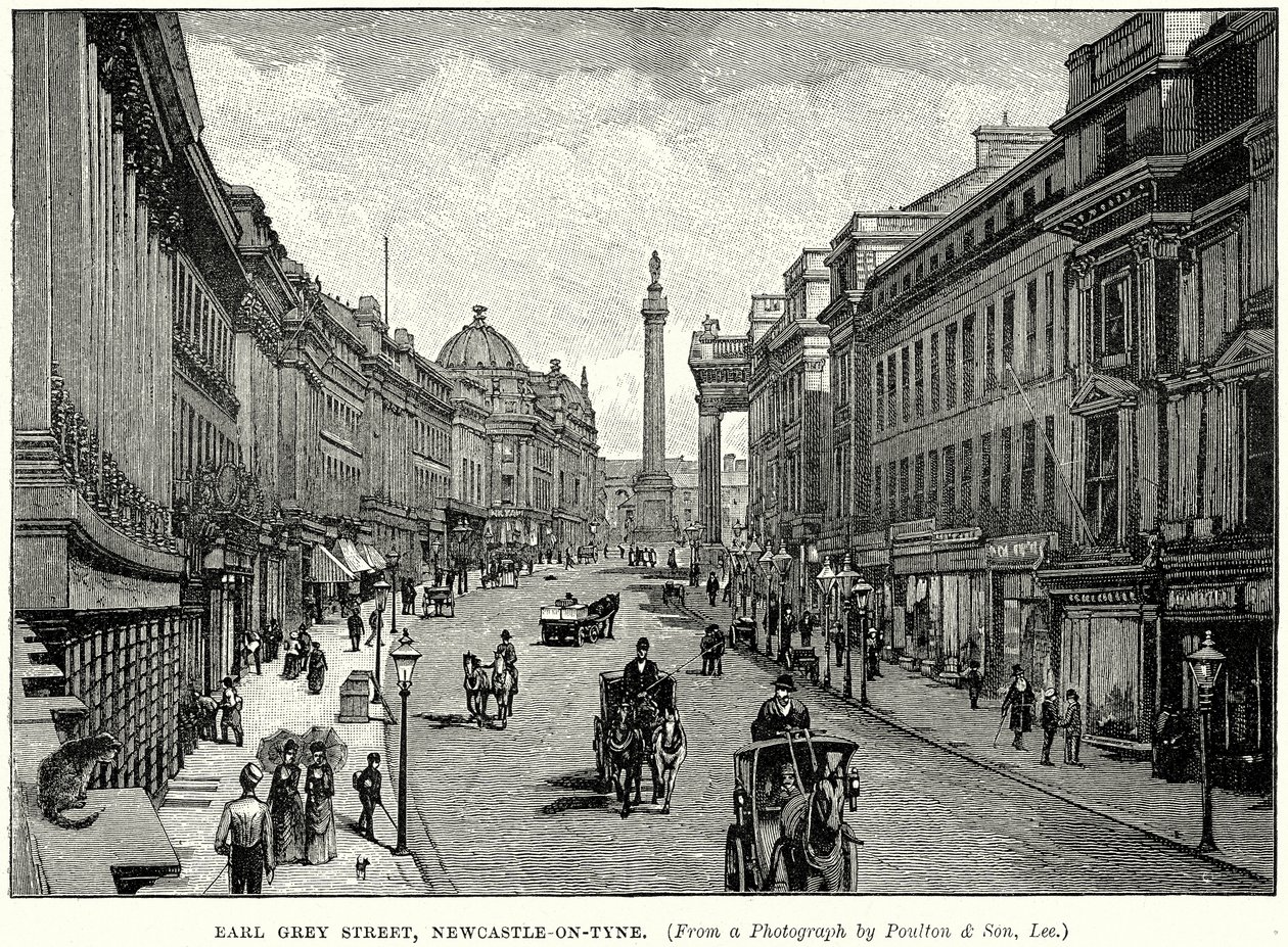 Earl Grey Street, Newcastle-on-Tyne (kobberstik) af English School