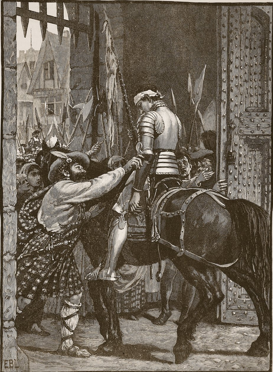 Edinburgh efter Flodden, illustration fra Cassells Illustrated History of England (sepia foto) af English School