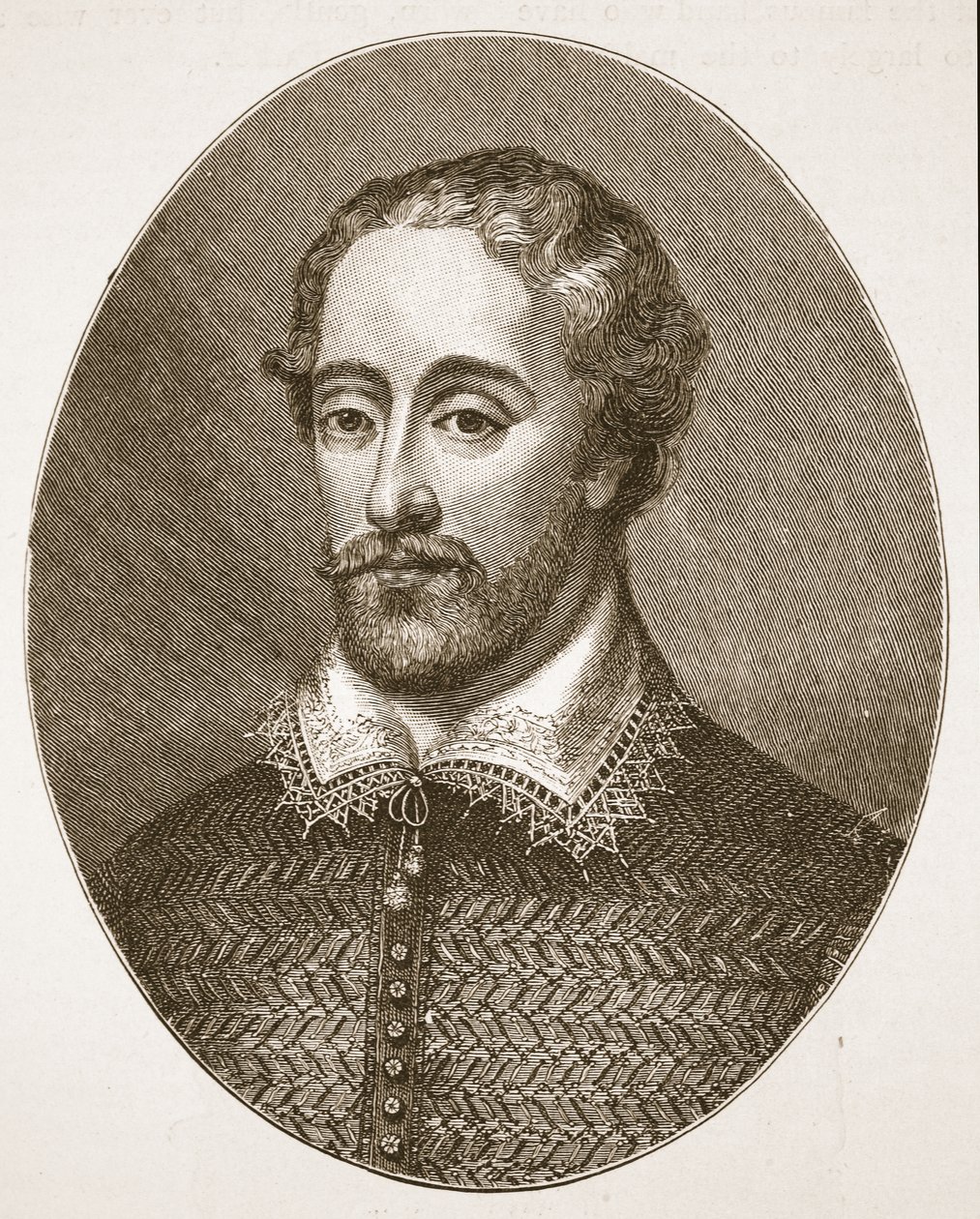 Edmund Spenser, fra en gravering af G. Vertue, illustration fra The Church of England: A History for the People af H.D.M. Spence-Jones, pub. ca. 1910 (sepiafoto) af English School