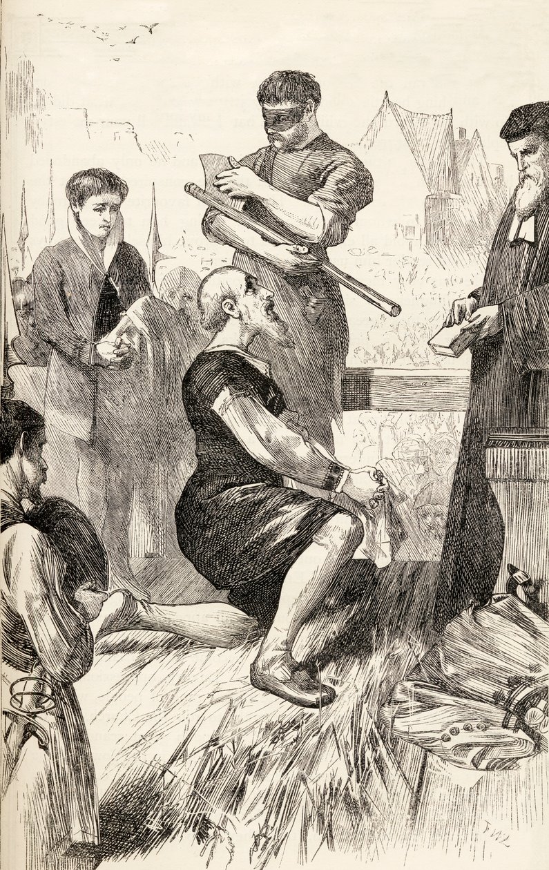Edward Seymour på stilladset i afventning af sin henrettelse, ca. 1865 (træsnit) af English School