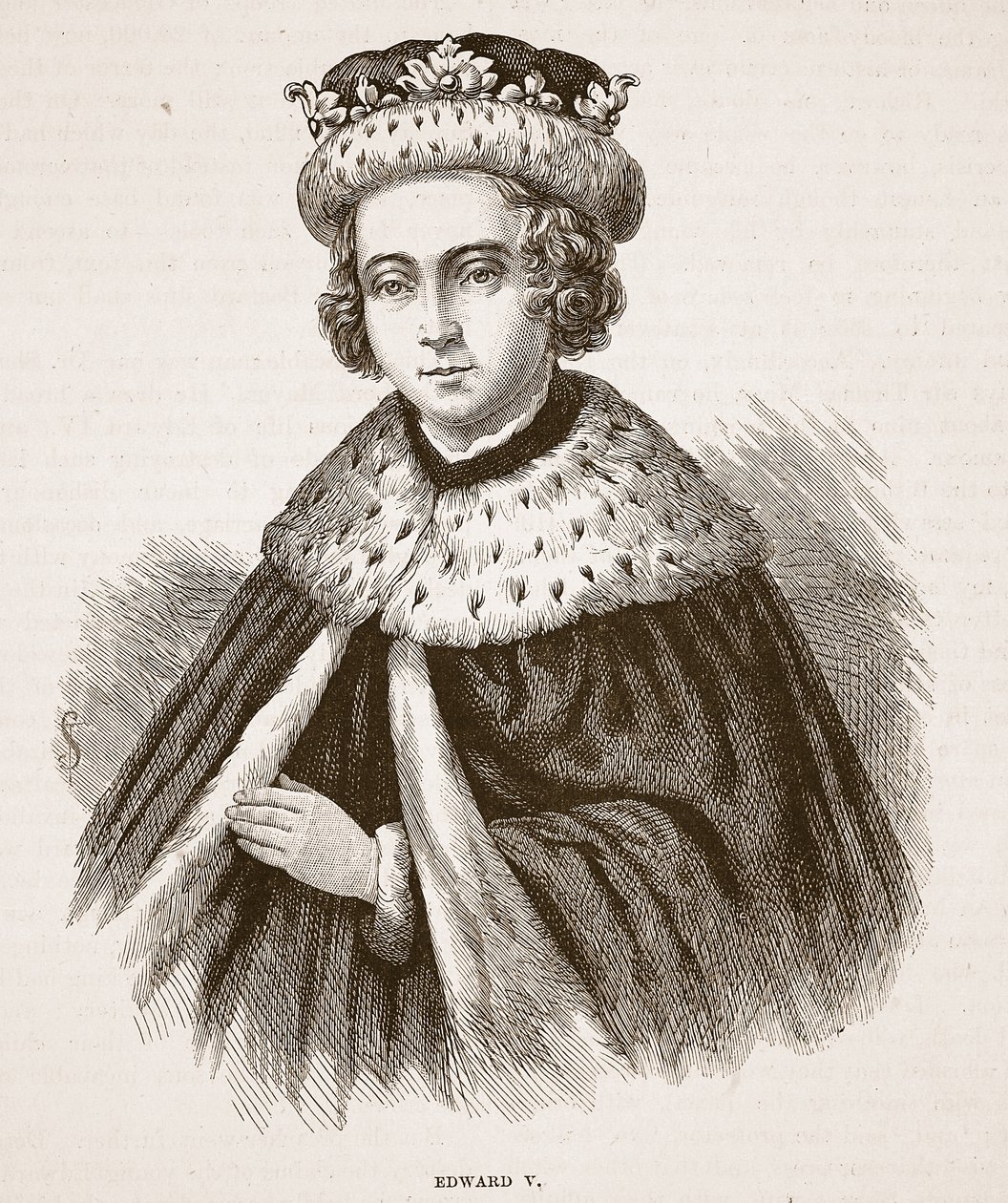 Edward V, illustration fra Cassells Illustrated History of England (sepia foto) af English School