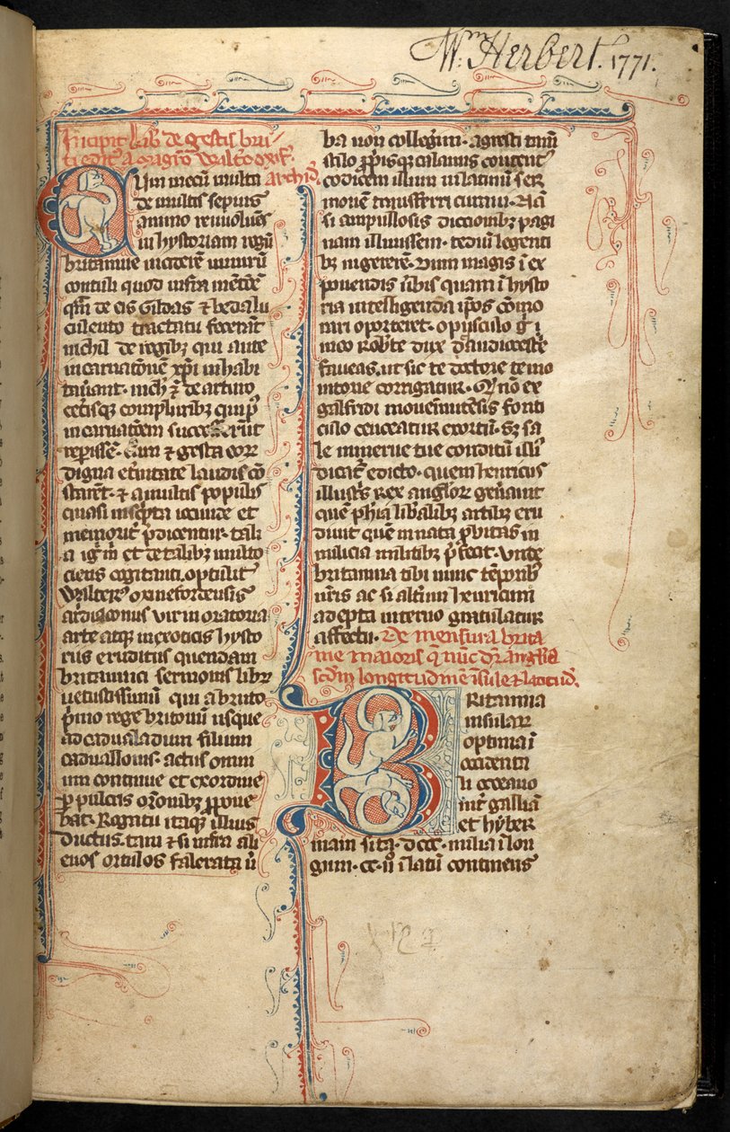 Egerton 3142, f.1r, Tekst med en oplyst initial, 