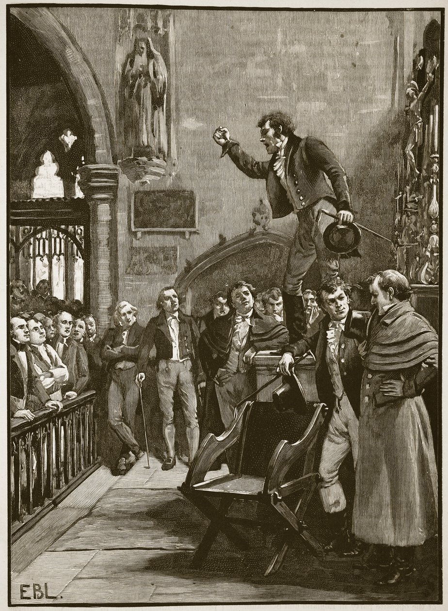 Valgmøde i Irland, 1825, illustration fra Cassells Illustrated History of England (sepiafoto) af English School