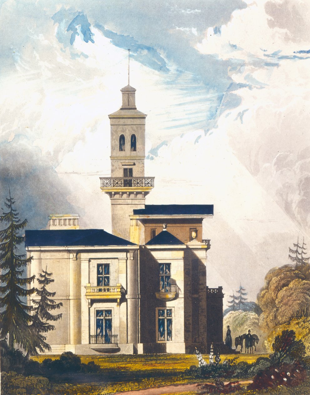Forhøjning af en italiensk villa eller jagthytte af English School