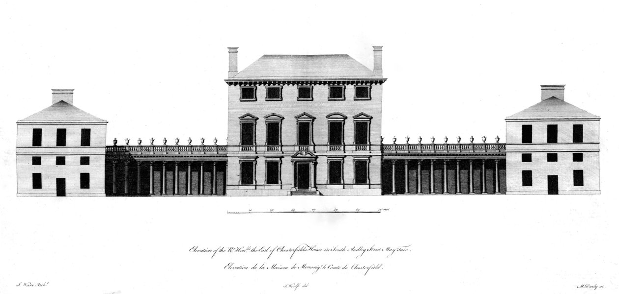 Højde af Rt. Ærede Earl of Chesterfields House, 1767 af English School