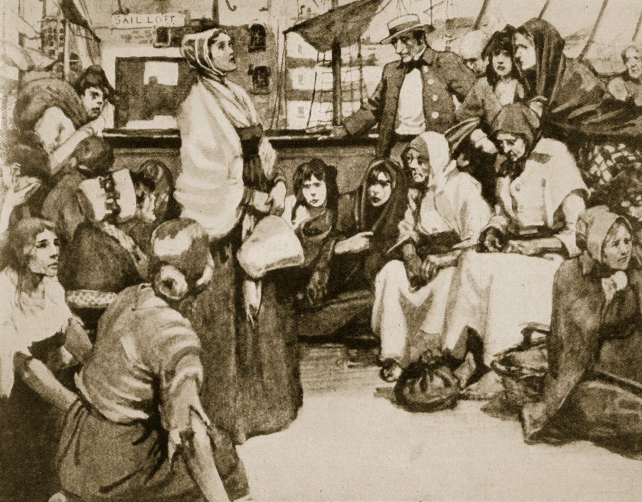 Elizabeth Fry taler til fangerne på et straffefangeskib af English School