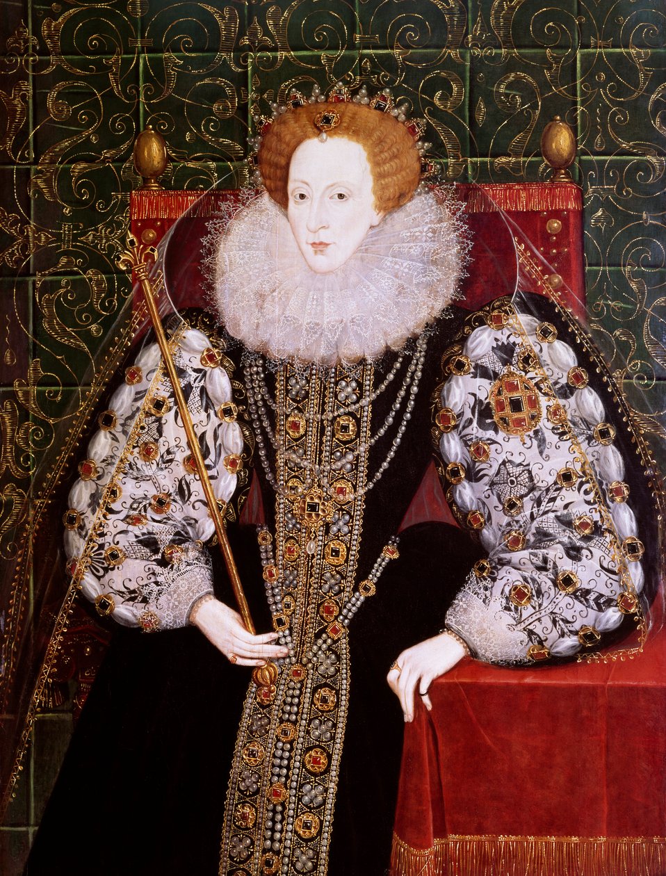 Elizabeth I, ca. 1590 (olie på panel) af English School