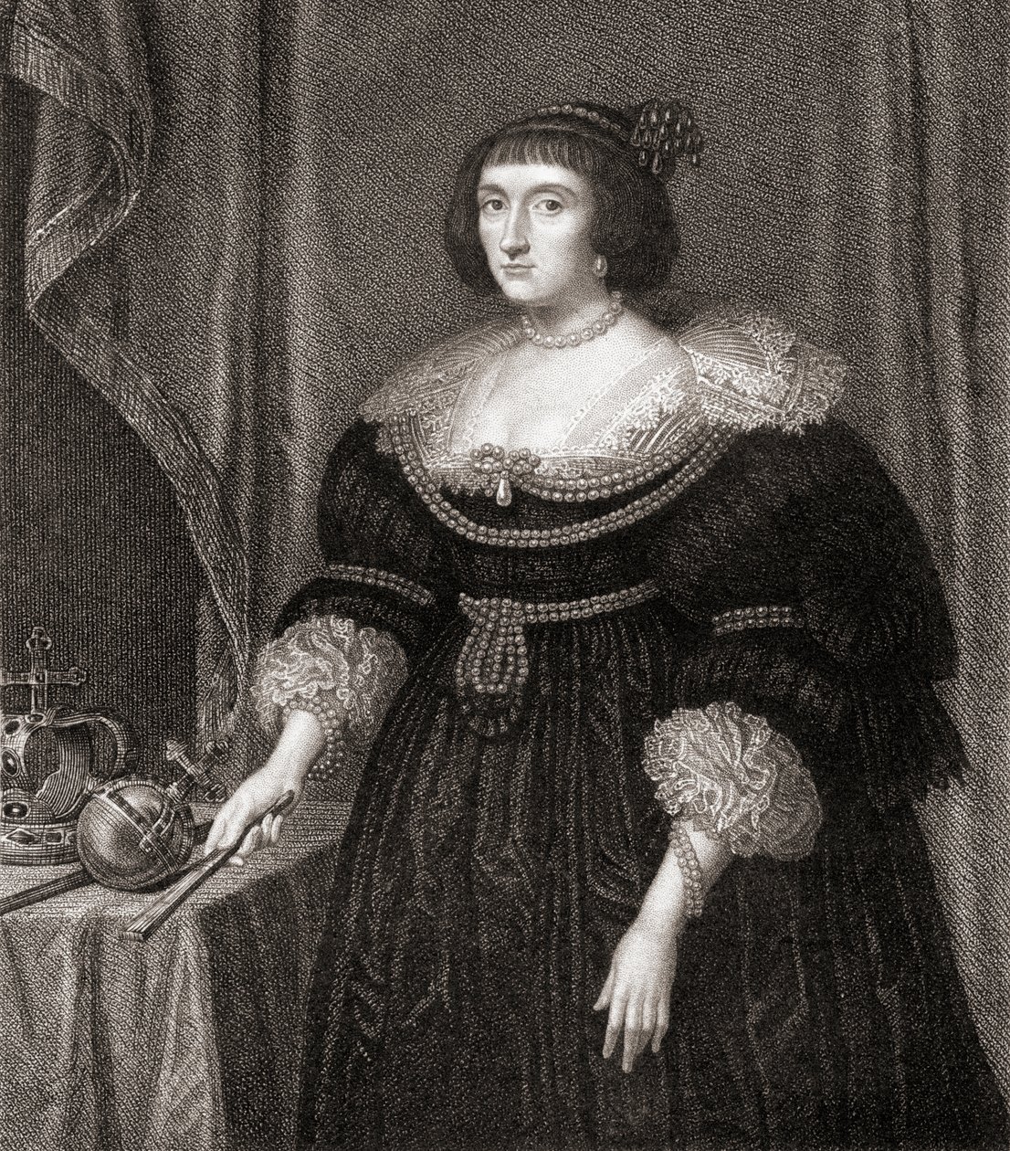 Elizabeth, dronning af Bøhmen (1596-1662), fra Lodges British Portraits, 1823 af English School
