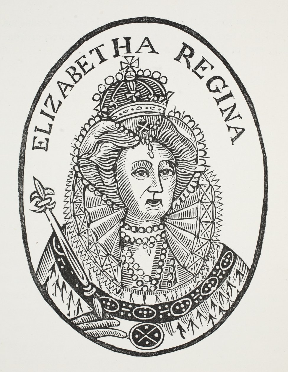 Elizabeth Regina, illustration fra Chap-books of the Eighteenth Century af John Ashton, pub. 1882 af English School