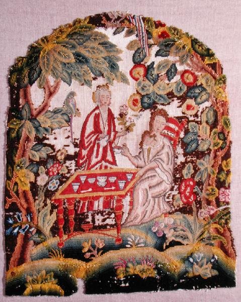 Broderet stol, ca. 1700 (uld og silke på lærred) af English School