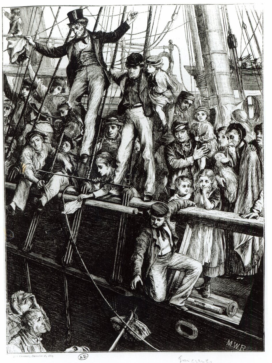 Emigrants Leaving Old England, fra magasinet The Graphic, 18. december 1869 af English School