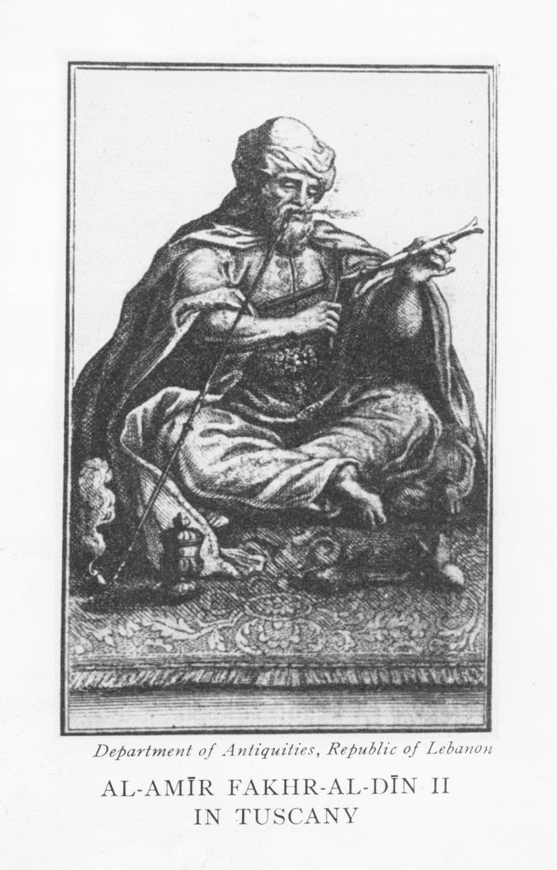 Emir Fakhr-al-Din II (gravering) af English School