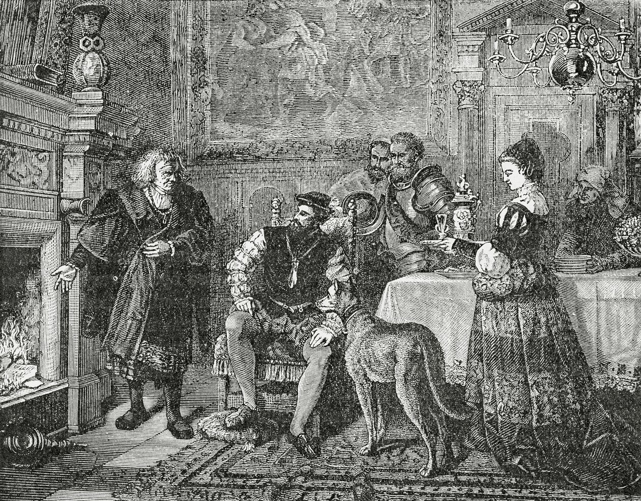 Kejser Charles V besøgte Fuggers, 1882 af English School