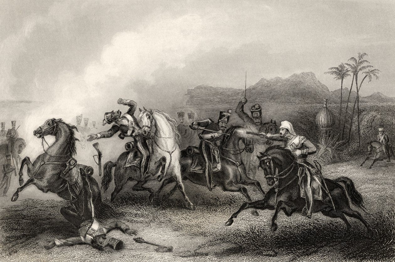 Møde mellem Lieutenant Hills og en krop af Sepoy Cavalry, fra 